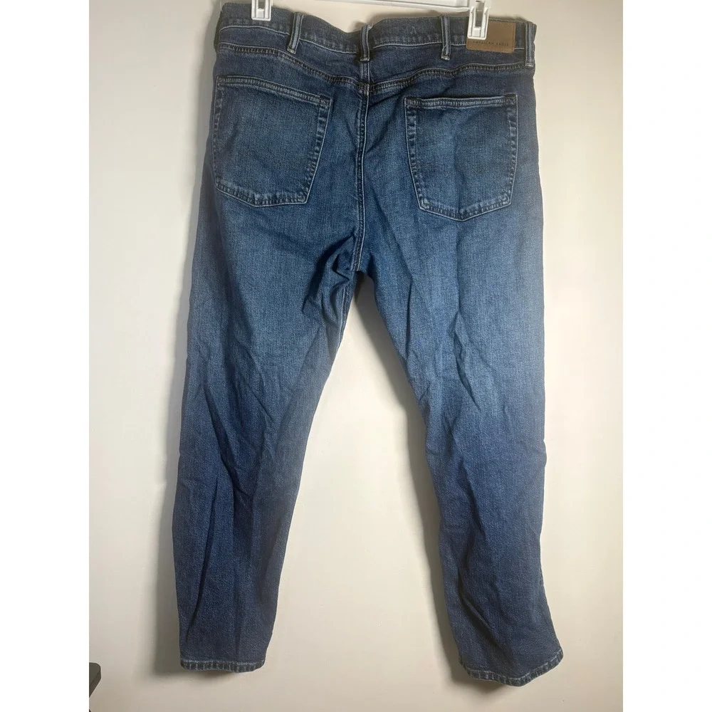 American Eagle Original Straight Flex Jeans Mens 38x30 Medium Wash Blue Denim